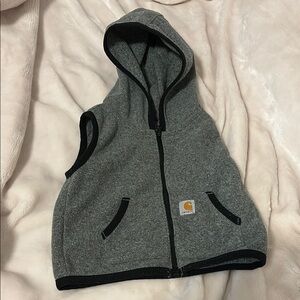 Carhartt Gray Hooded Vest with Black Trim